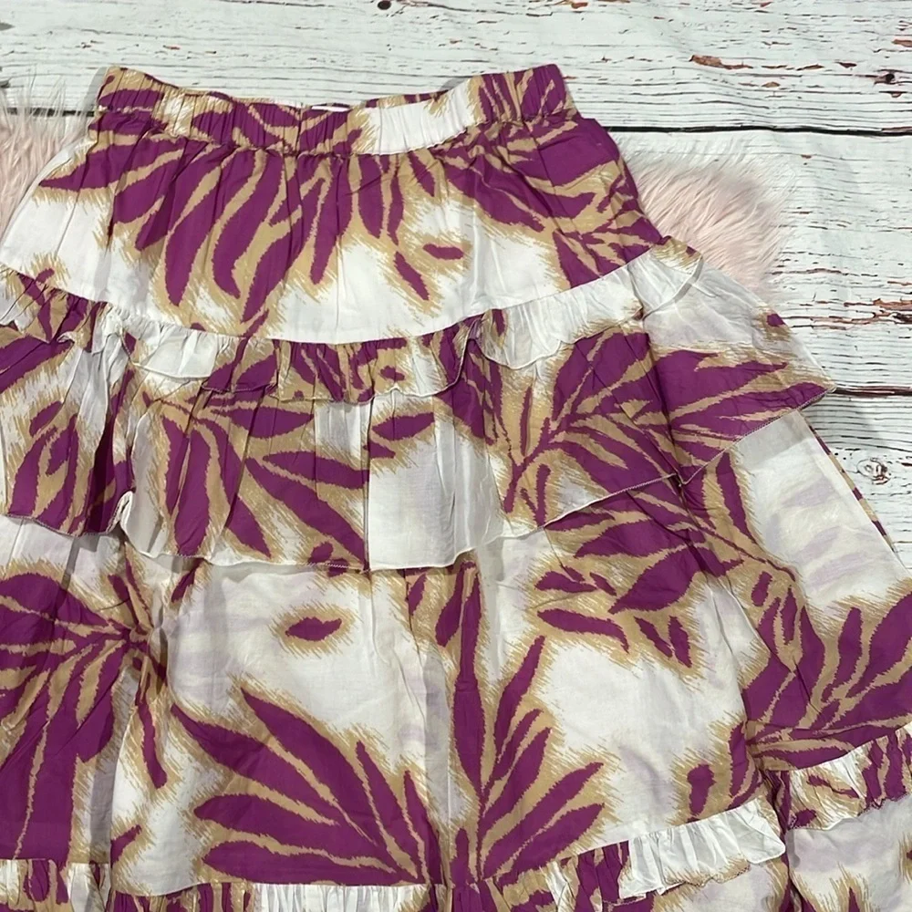 NWT Tanya Taylor Hazelle Floral Boysenberry Midi Skirt